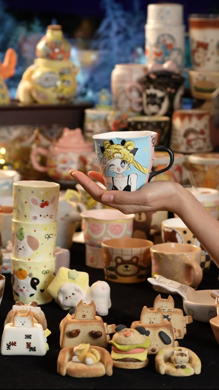 摆件陶景德镇釉下彩手绘设计师款陶瓷