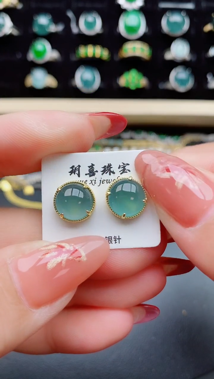 【闪购商品】翡翠耳饰银S925镶嵌508050