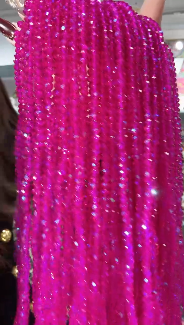 玻璃0327卡4水晶扁10条微光彩火龙果色
