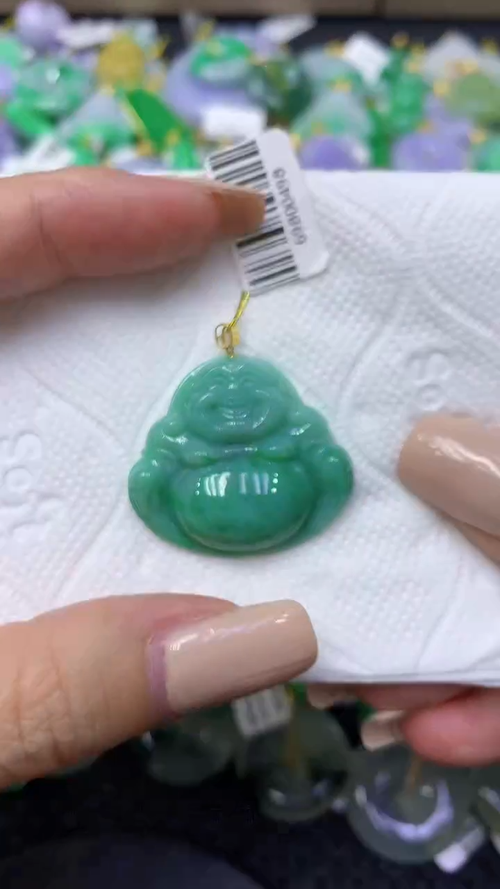 颈饰18K金镶嵌翡翠天然缅甸翡翠A货