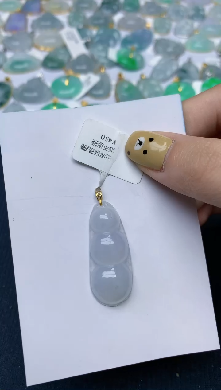 翡翠18K金镶嵌颈饰天然翡翠A货