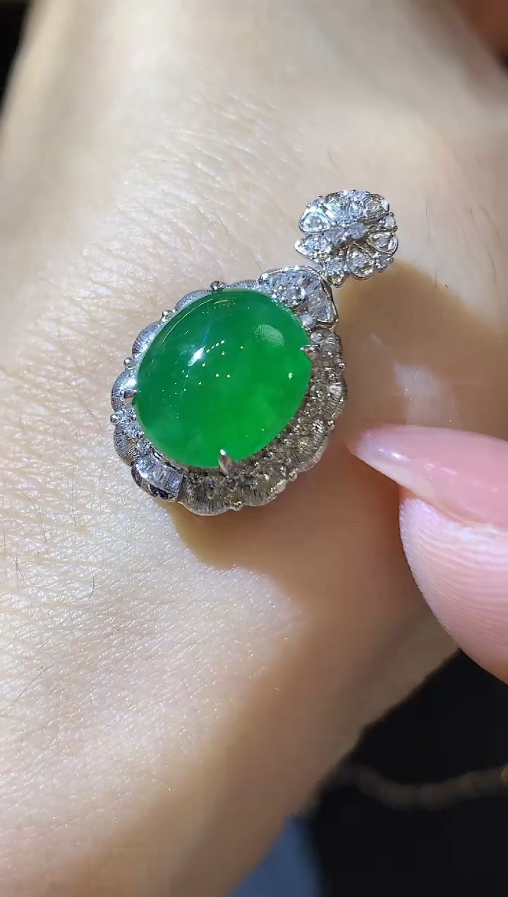 翡翠18K金镶嵌吊坠(不含链)D17 多样性发货一件