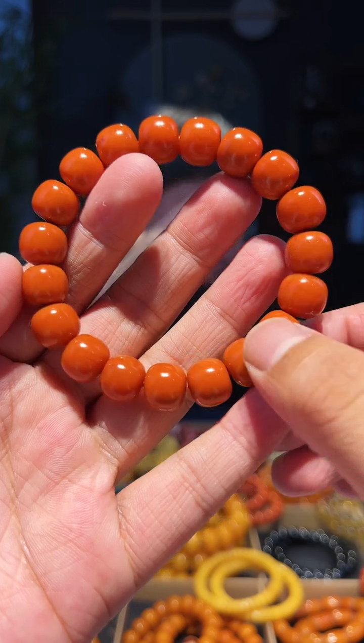 手链未镶嵌南红玛瑙12+老型柿子黄