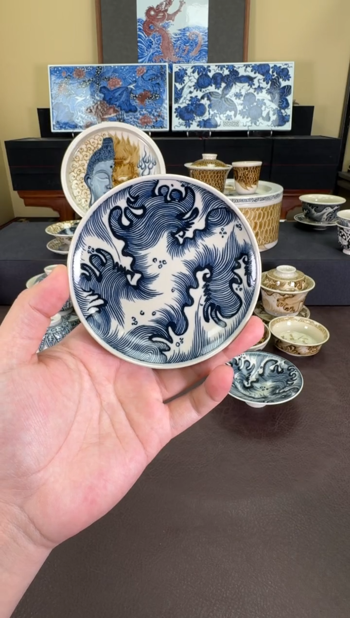 【闪购商品】二号釉纯海浪纹杯垫