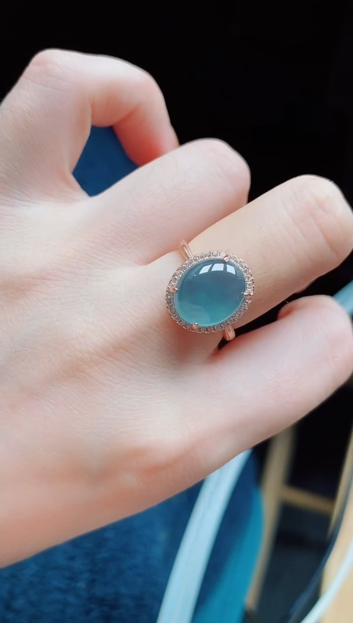 【闪购商品】翡翠戒指银S925镶嵌天然a货翡翠372