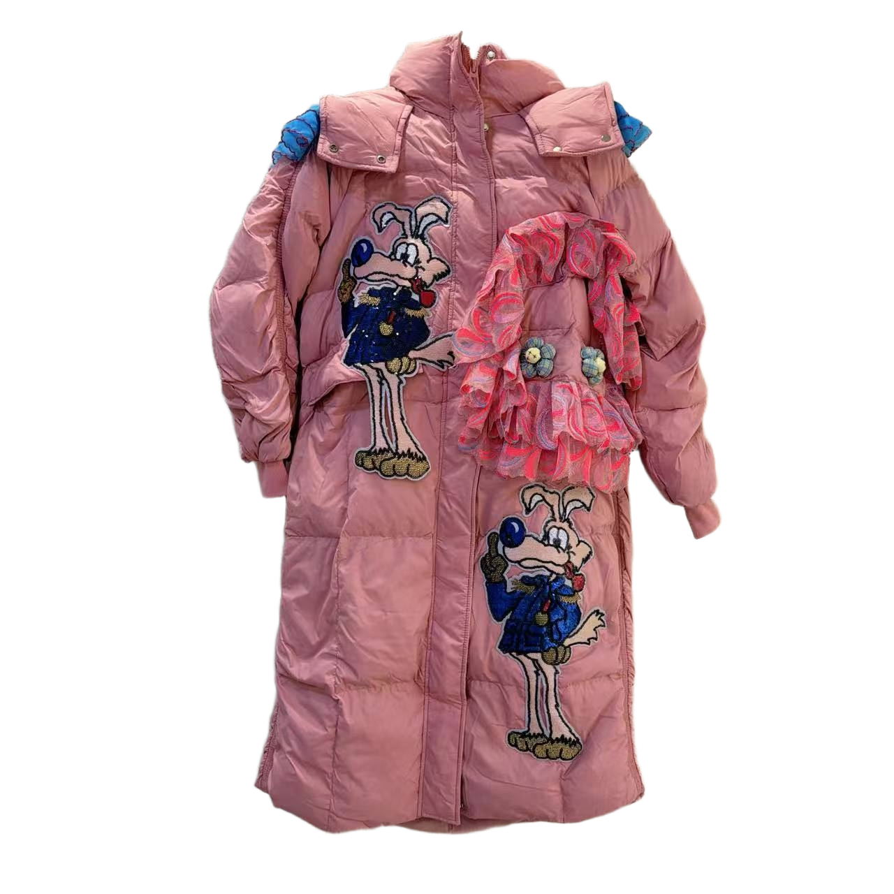  ATT潮牌女装2025冬欧洲站度假风甜美花卉拼接撞色拼接重工外套