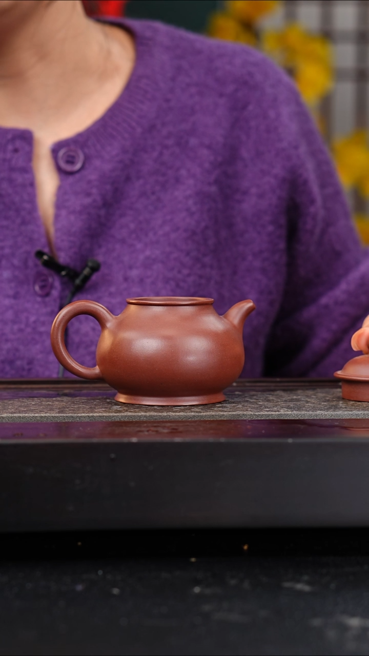 茶壶紫砂全手工石红龙血砂潘壶180CC许