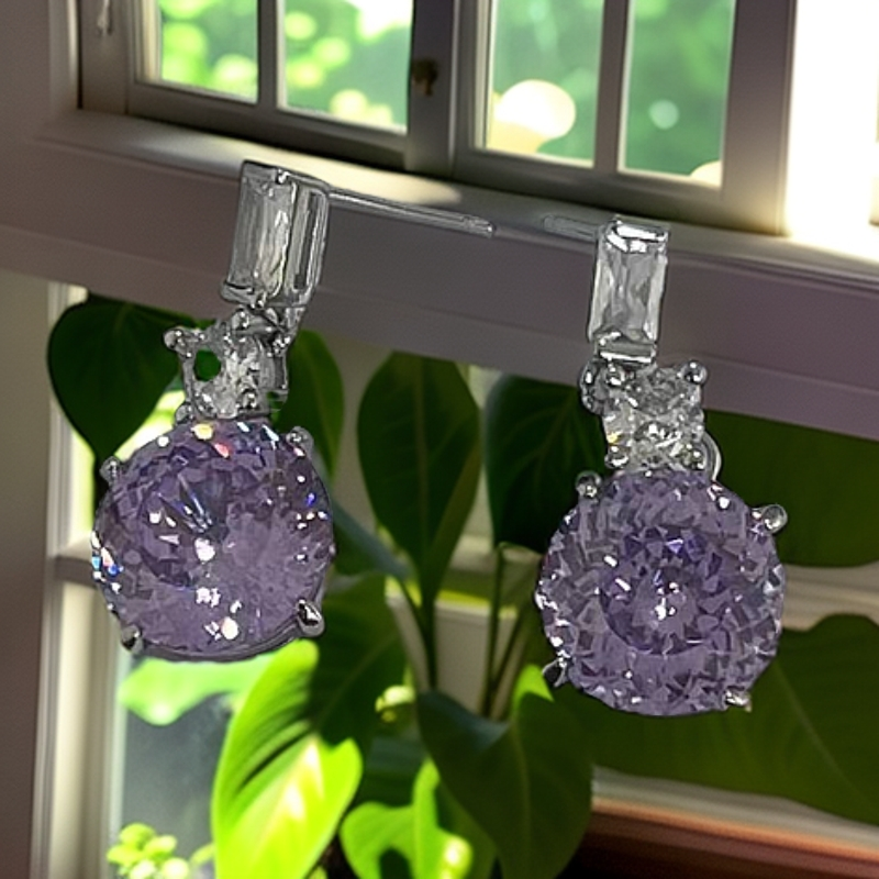 臻选耳饰 经典百搭设计紫耳坠AW32