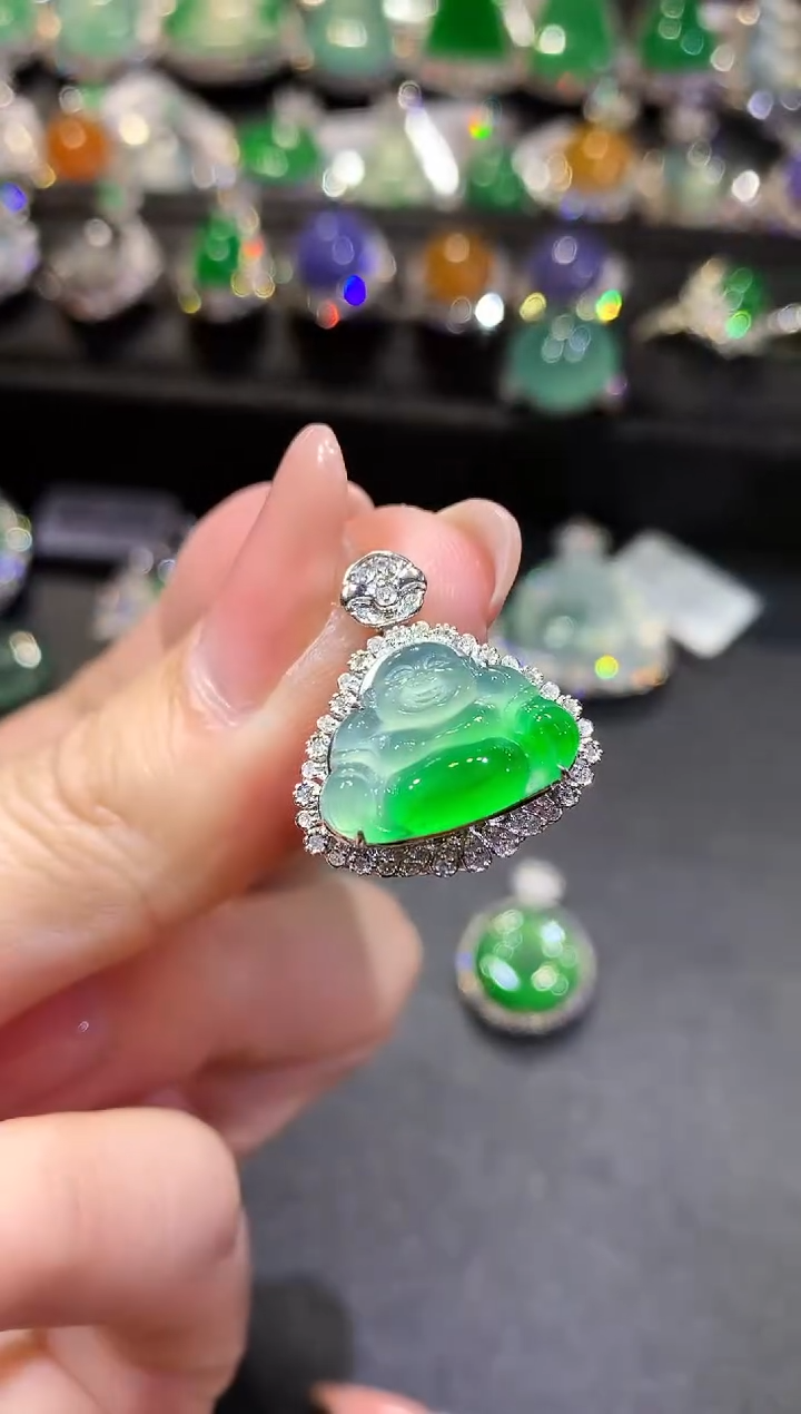 【闪购商品】翡翠吊坠(不含链)18K金镶嵌103-佛公