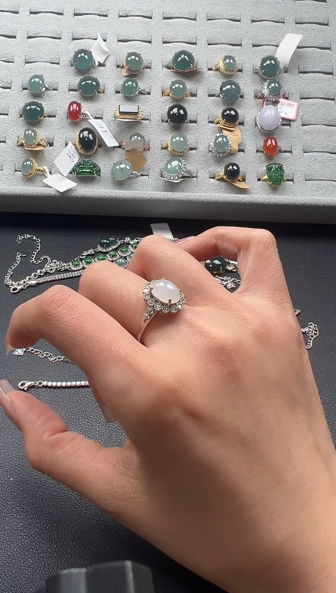 【闪购商品】翡翠戒指银S925镶嵌5643653465