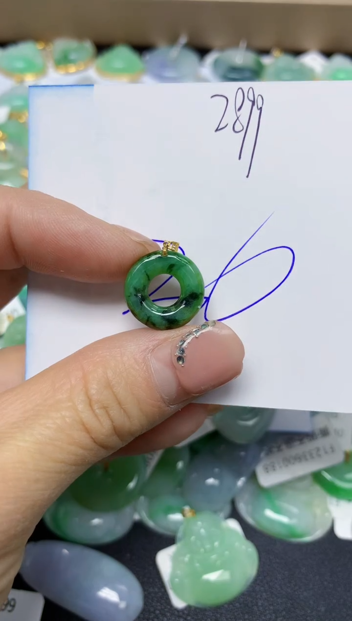 【闪购商品】翡翠挂件18K金镶嵌 天然翡翠A货