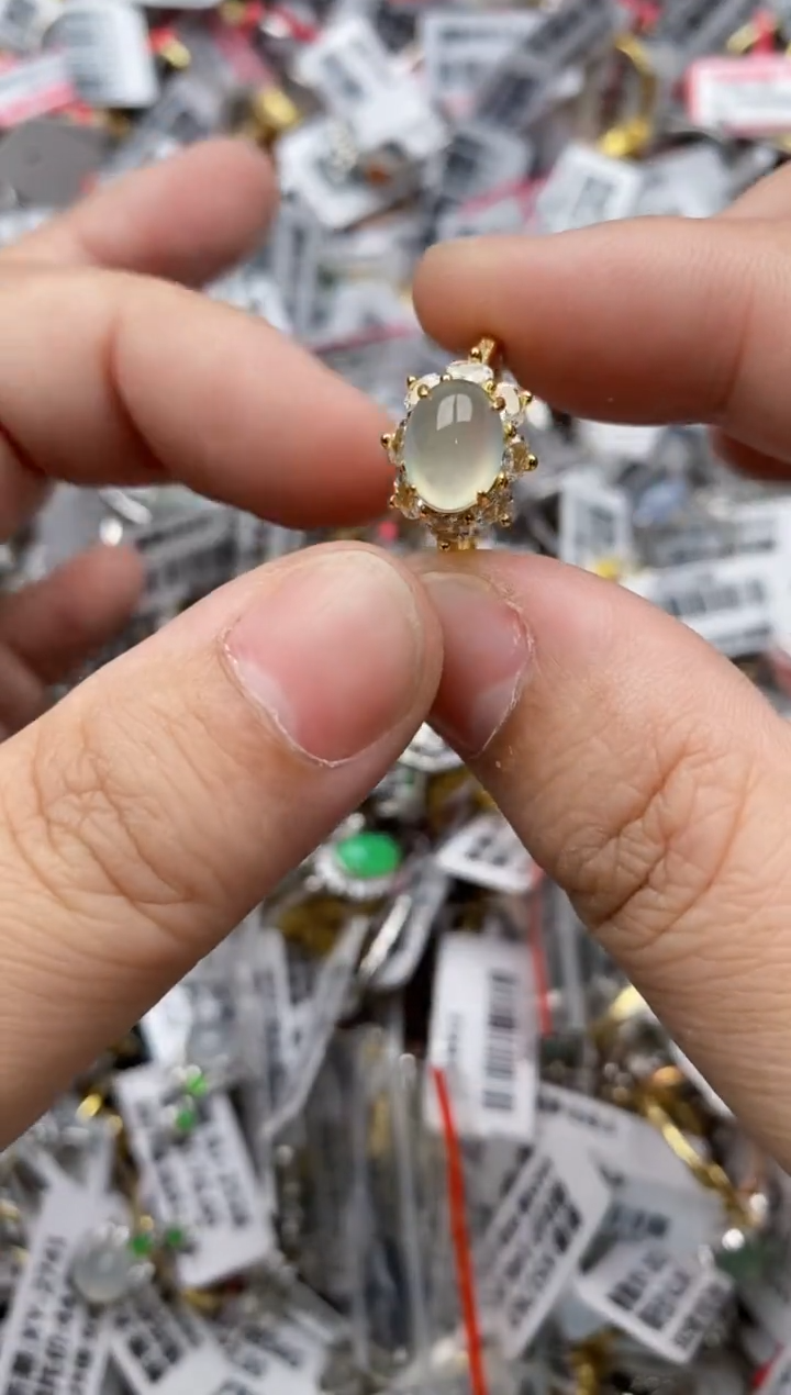 【闪购商品】翡翠戒指银S925镶嵌5555---4