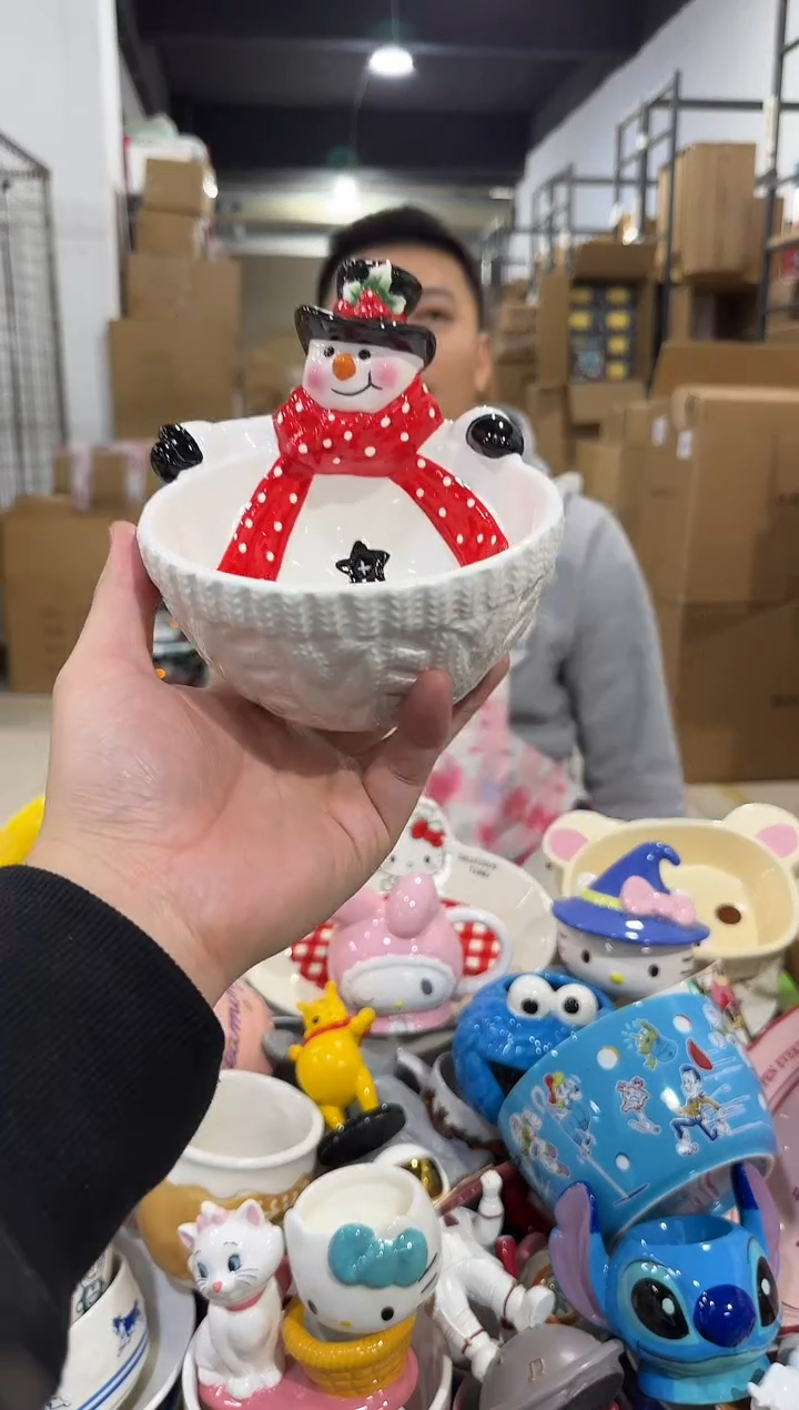 瓷片原盒雪人碗 