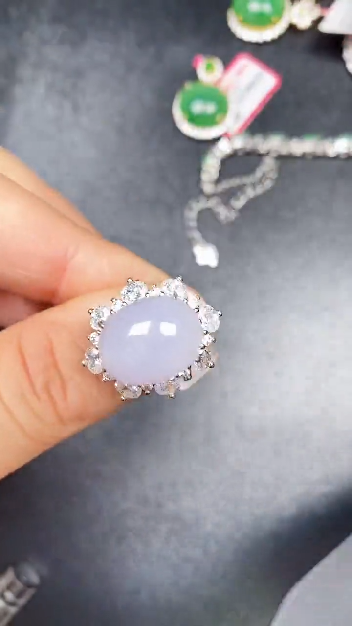 银S925镶嵌戒指翡翠1980