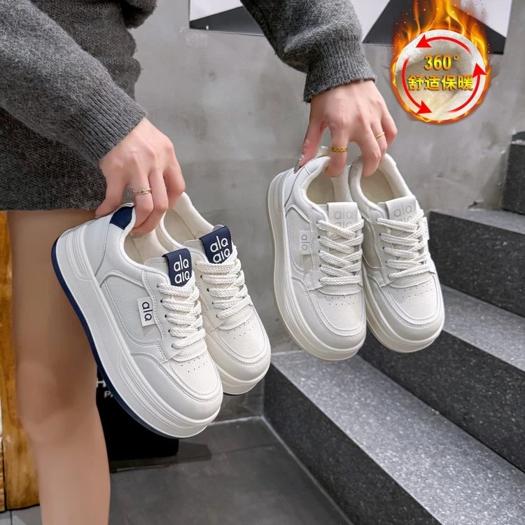 2025秋冬加绒小白鞋新款韩版ins潮女学生厚底增高板鞋休闲鞋S807