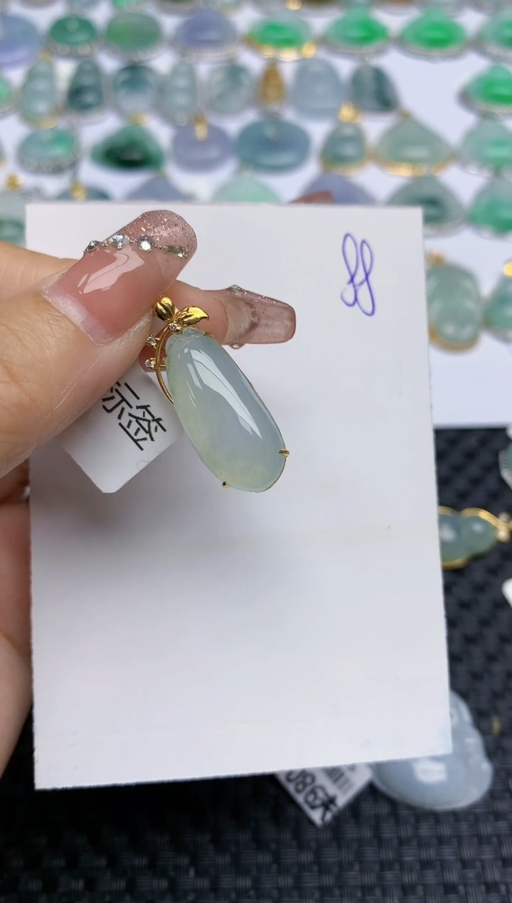 【闪购商品】翡翠颈饰18K金镶嵌天然A货翡翠 88