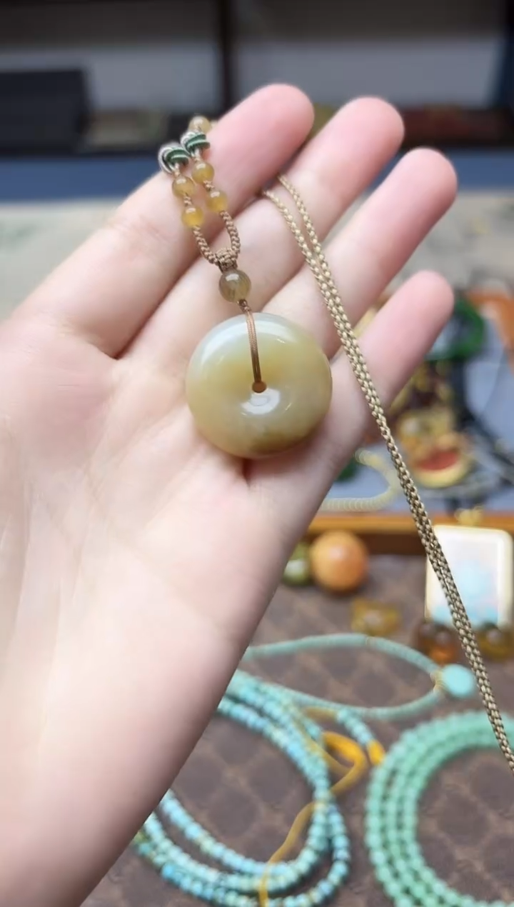 颈饰未镶嵌和田玉和田玉平安扣HX