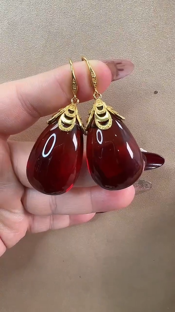 【闪购商品】琥珀耳饰未镶嵌耳环