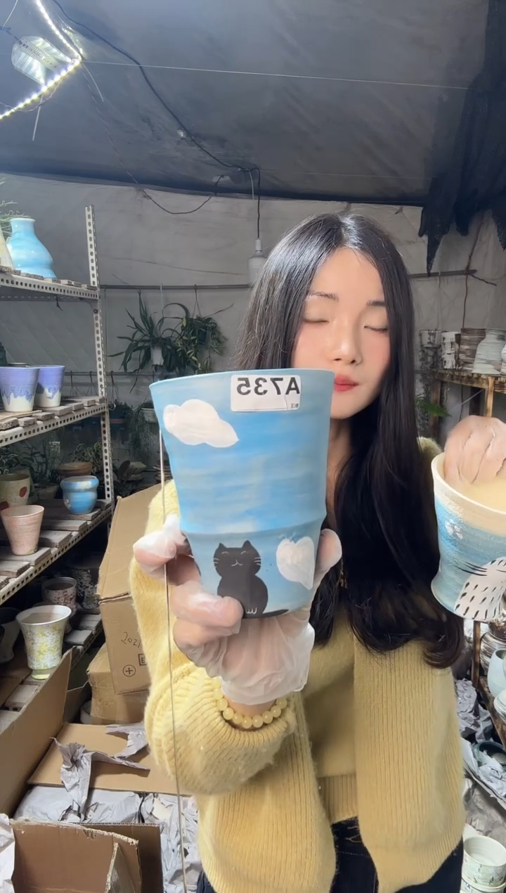 无花朵编号   735 景德镇手工手绘花盆