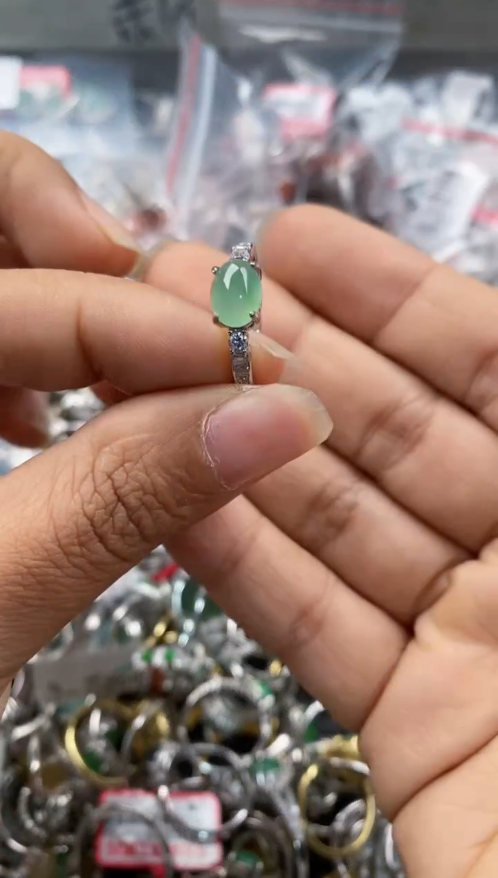 银S925镶嵌戒指翡翠77--2