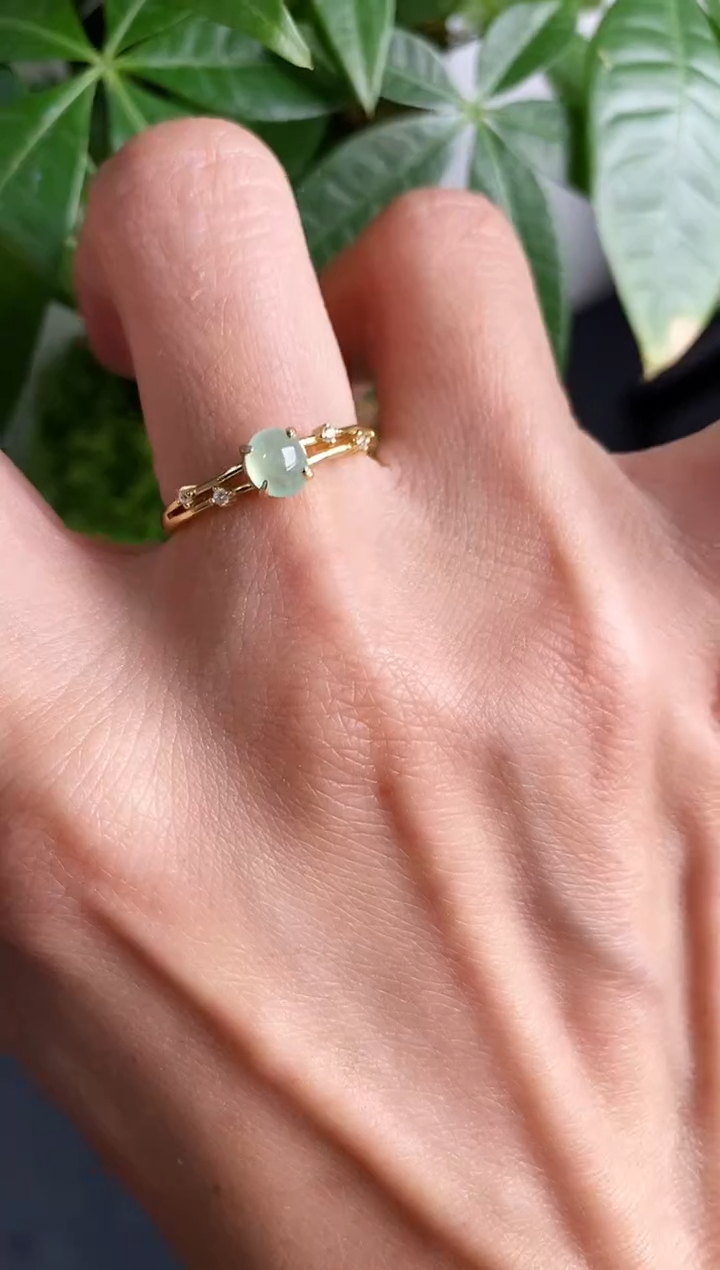 【闪购商品】翡翠戒指银S925镶嵌缅甸翡翠A货555  8-