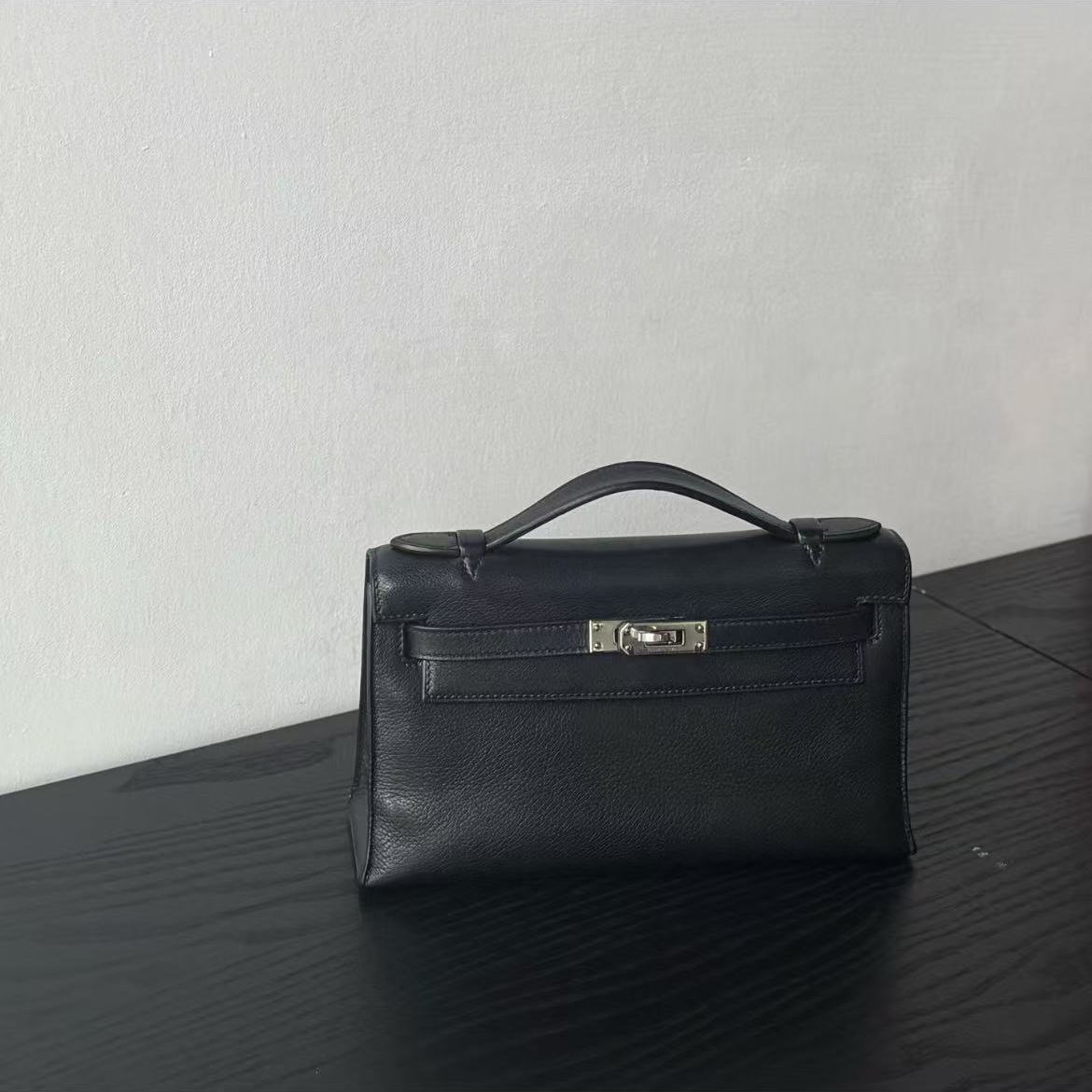 99新 Hermes/爱马仕 minikelly一代黑银EG皮 框J刻
