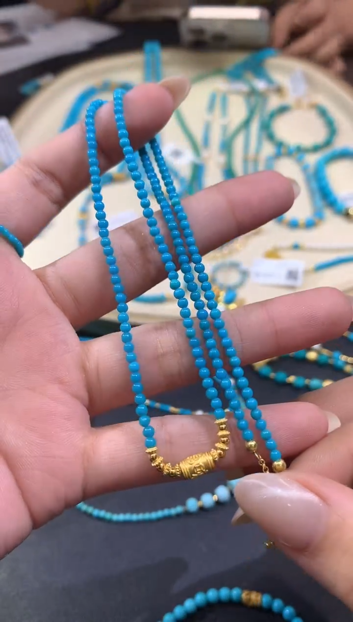 银S925镶嵌绿松石项链A478|1980