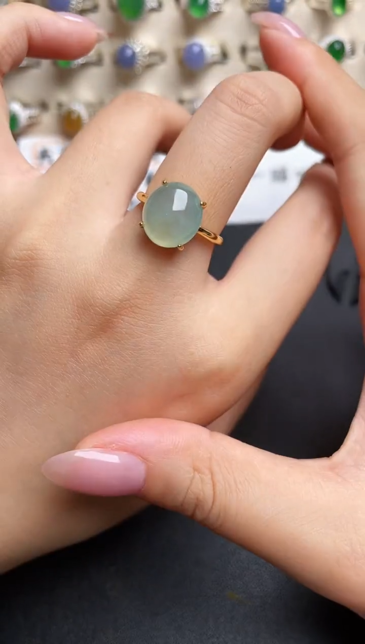 翡翠戒指银S925镶嵌一物一证一礼盒