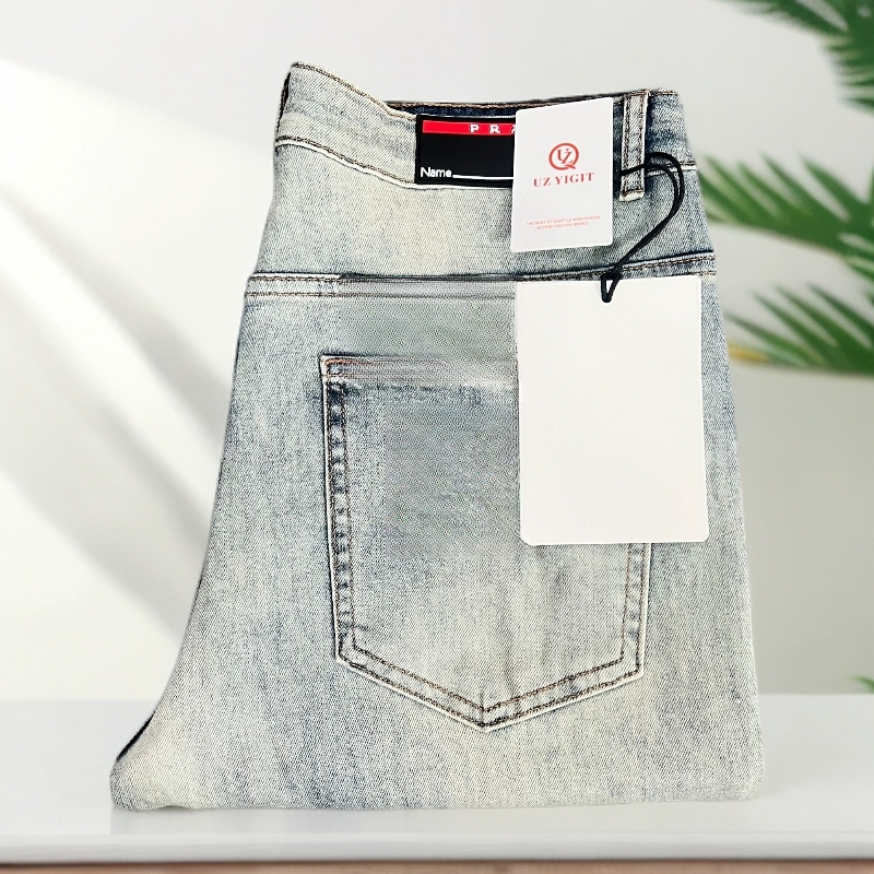 2025年新款男士夏季浅蓝色弹力直筒牛仔裤0058