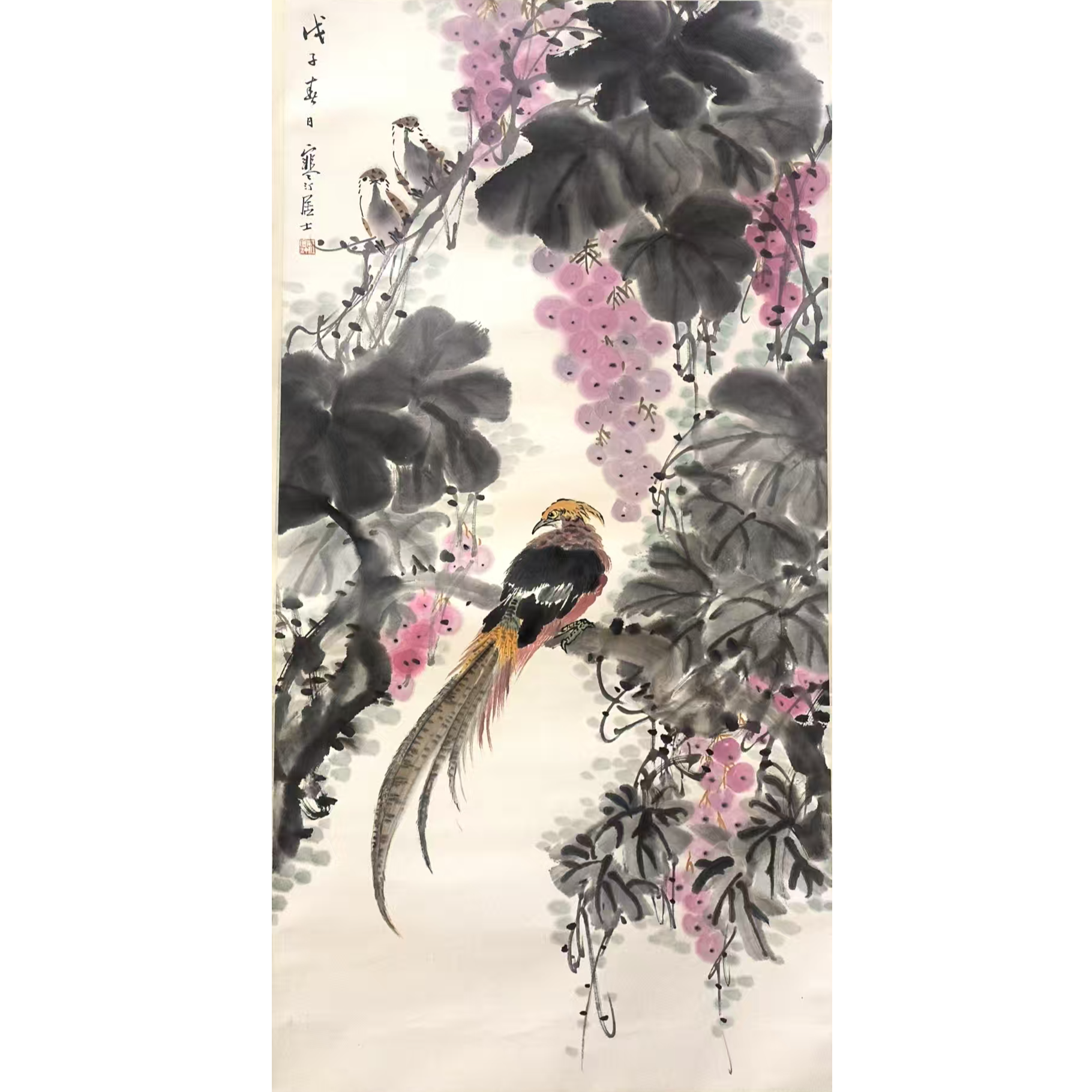 Lot. 7345寒汀款绘画花鸟99*50平尺4.5