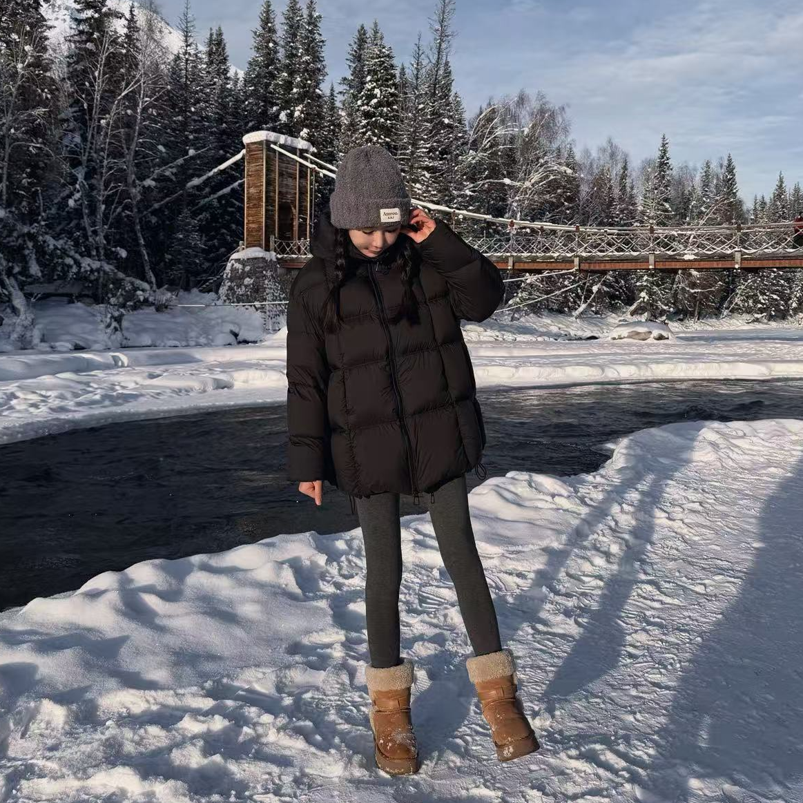 【JN商场同款】 25冬新品90白鹅绒极寒短款72cm连帽羽绒服