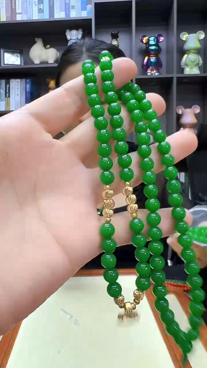 翡翠14K金镶嵌颈饰沉白diy劲饰6mm万能链