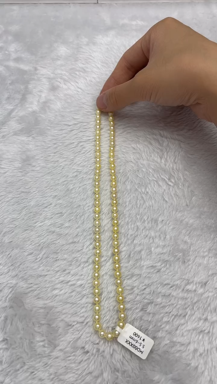 项链银S925镶嵌海水珍珠AK羽皇金5.5-6mm