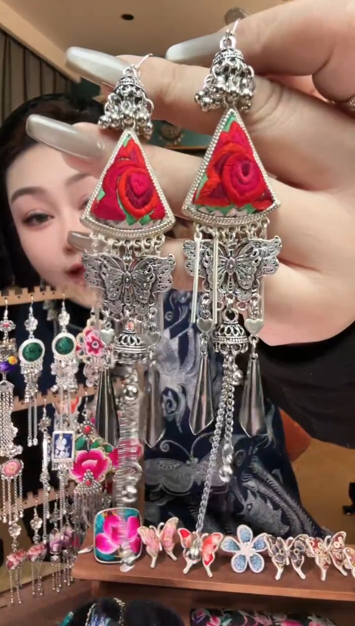 刺绣纯手工民族风刺绣耳环