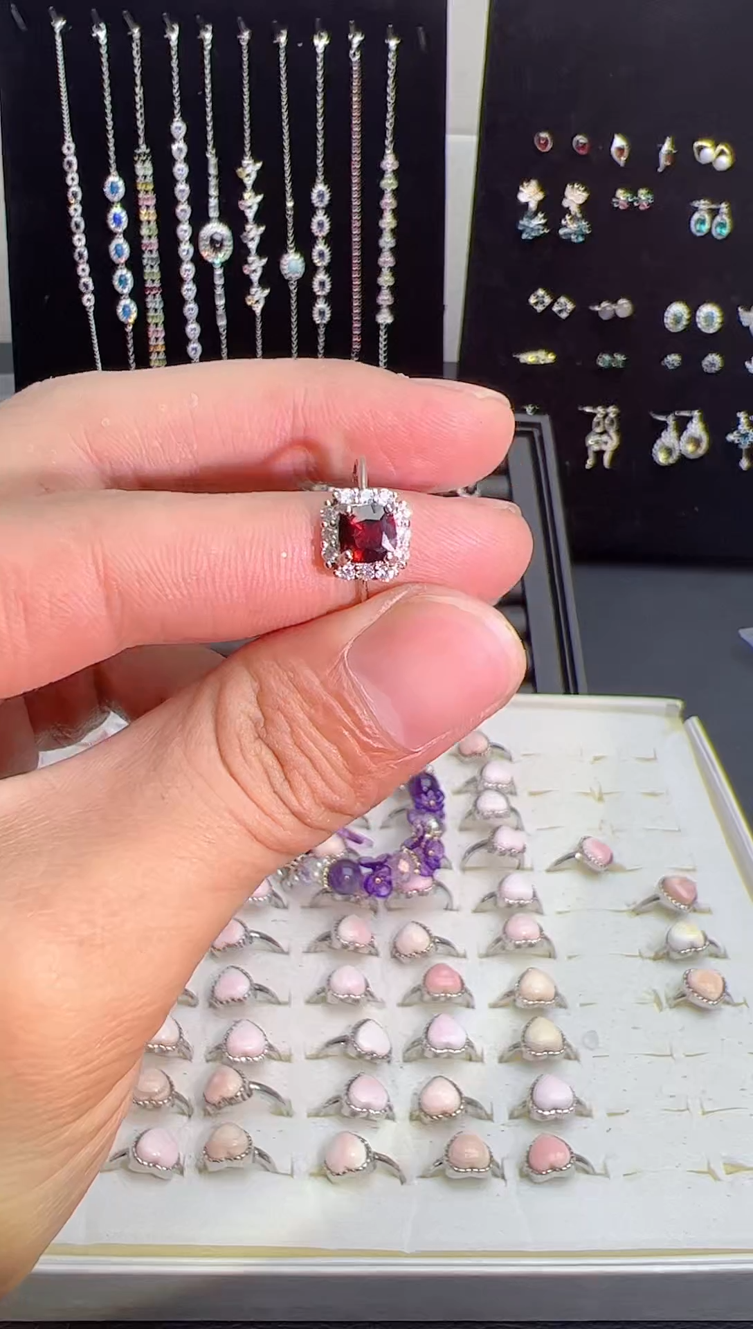 【闪购商品】石榴石戒指银S925镶嵌0000