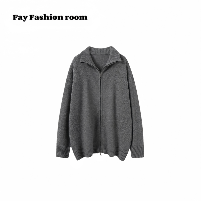 FAY | 时髦定纺混色简约加厚拉链针织卫衣开衫女士
