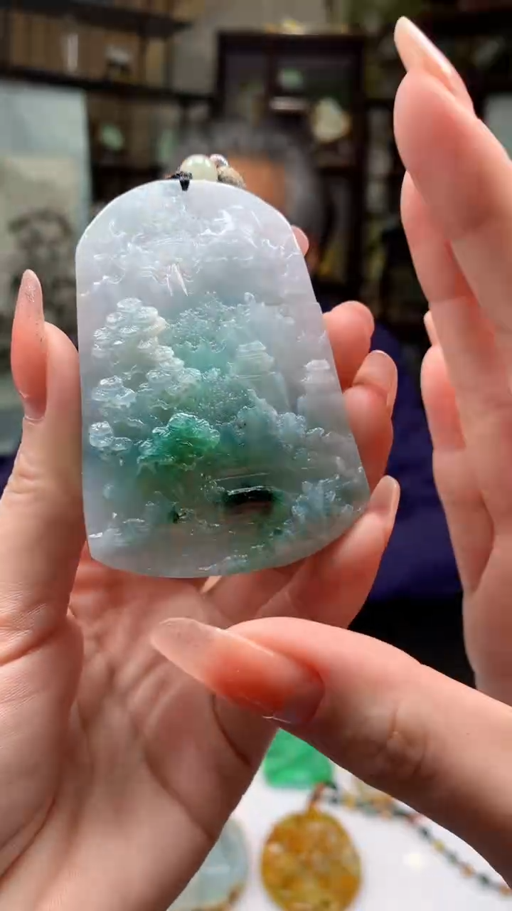 【闪购商品】定制翡翠18K金镶嵌1076ry-毛货挂件20