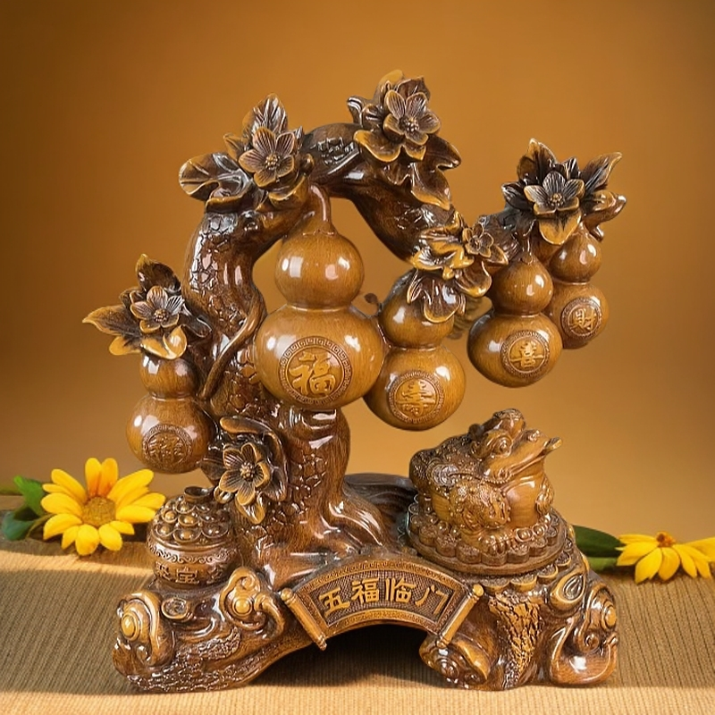 FM477五福临门葫芦摆件（长25cm高28cm）