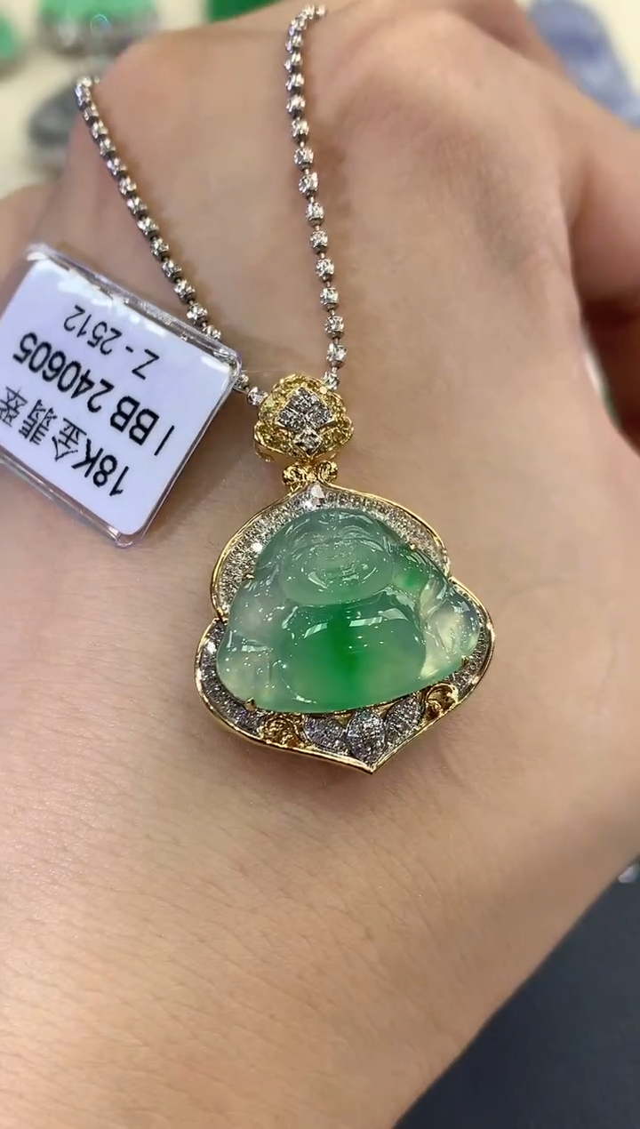 【闪购商品】翡翠吊坠(不含链)18K金镶嵌C183  