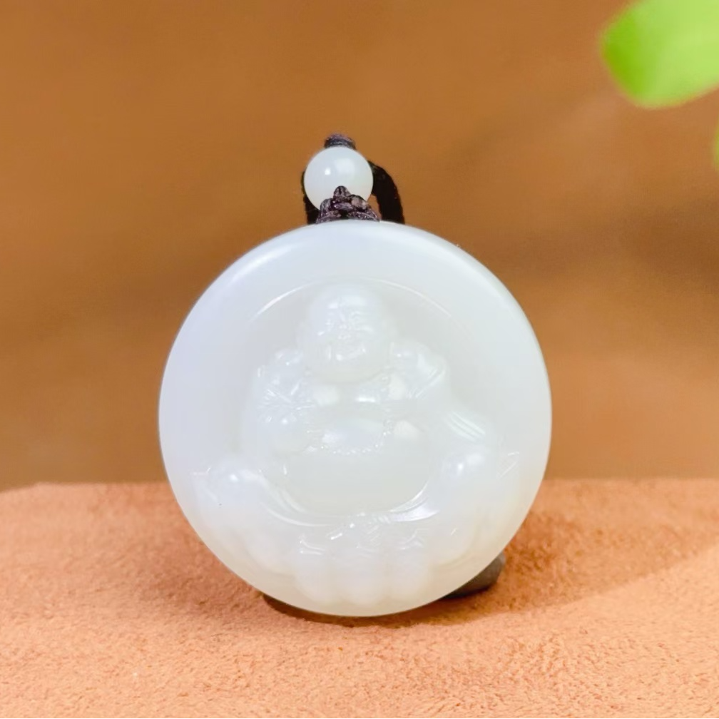 和田玉白玉佛公吊坠