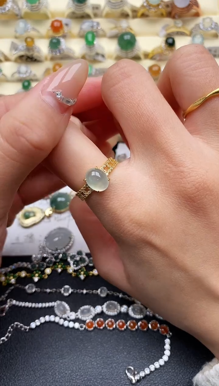 【闪购商品】翡翠戒指银S925镶嵌1111111+7