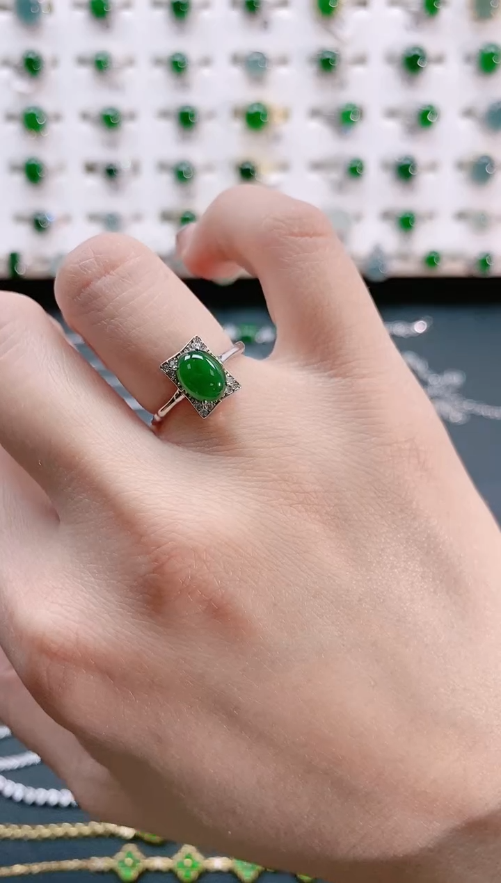 【闪购商品】翡翠戒指银S925镶嵌天然翡翠