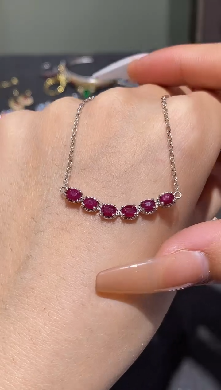 颈饰银S925镶嵌红宝石吊坠