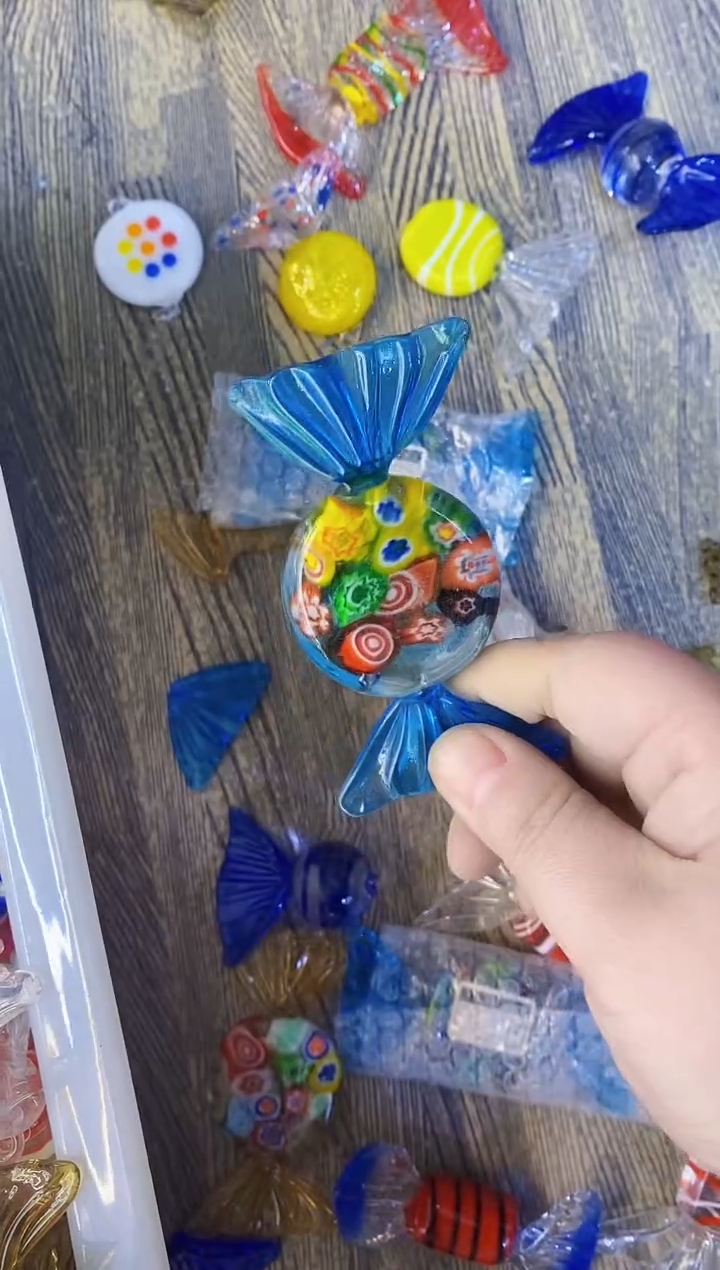 【闪购商品】琉璃手工艺品蓝色万花糖果