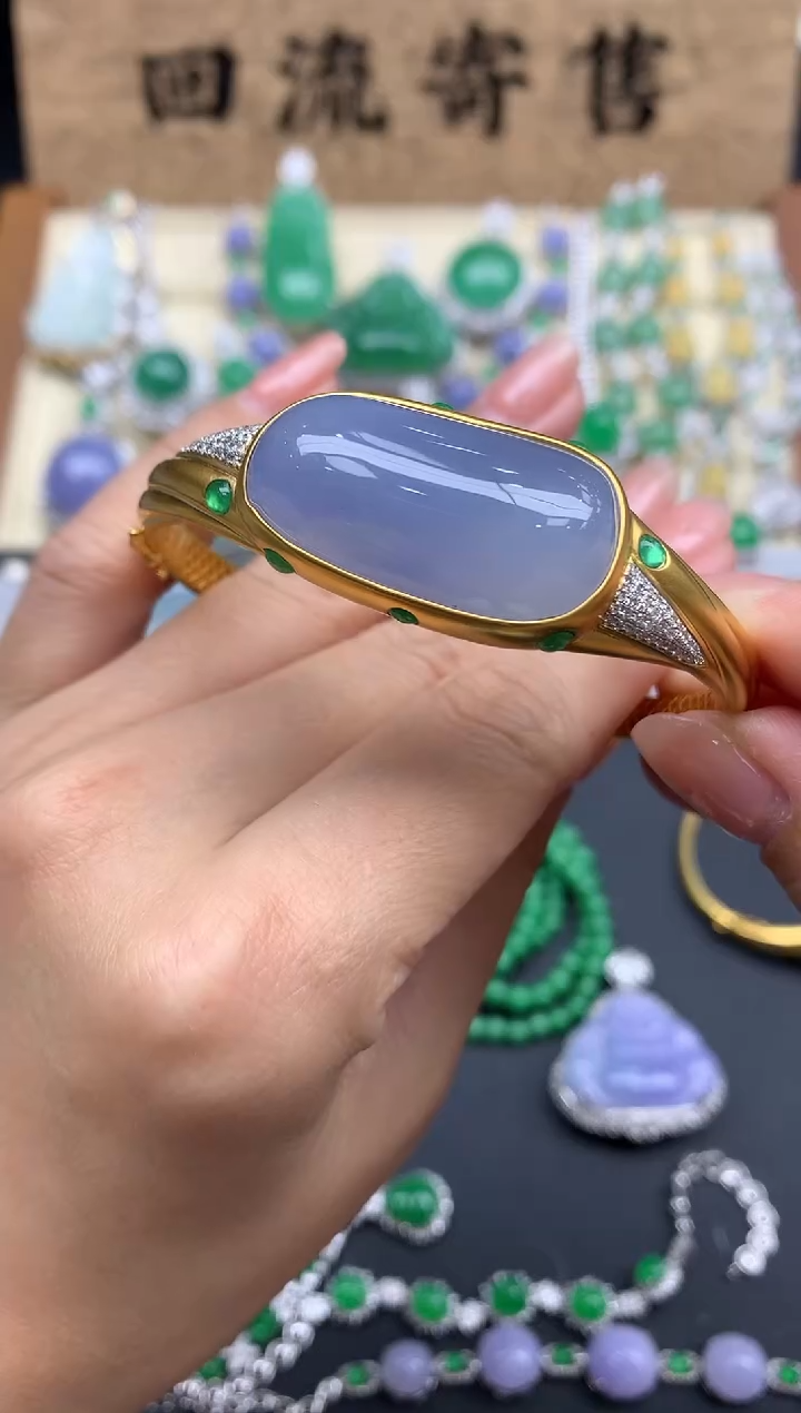 【闪购商品】翡翠手镯18K金镶嵌683-中国好珍宝