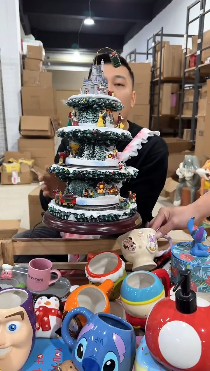 树脂大号圣诞树转盘摆件微瑕要开箱视频不退不换