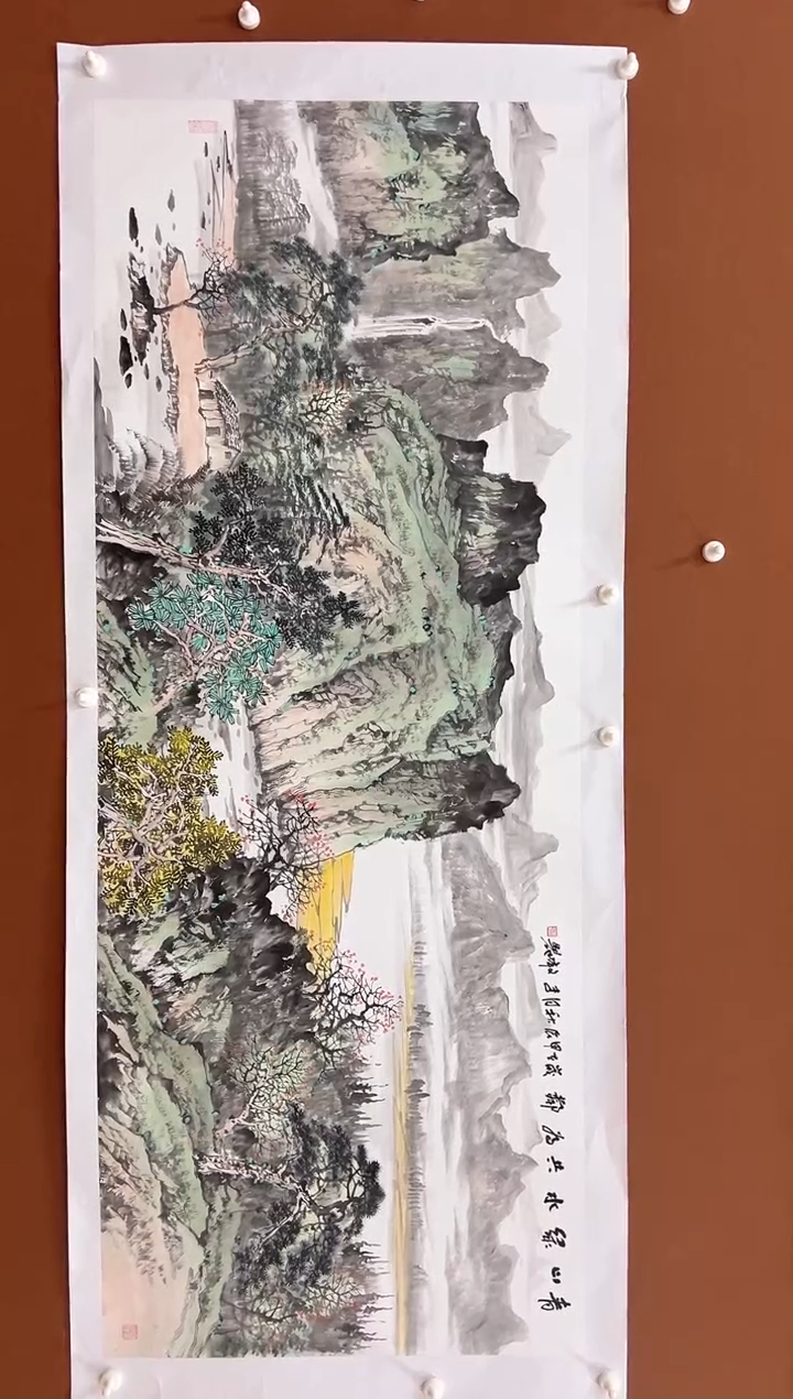 国画李文峰小六尺青绿山水