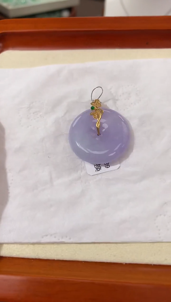 【闪购商品】翡翠颈饰18K金镶嵌天然缅甸a货翡翠