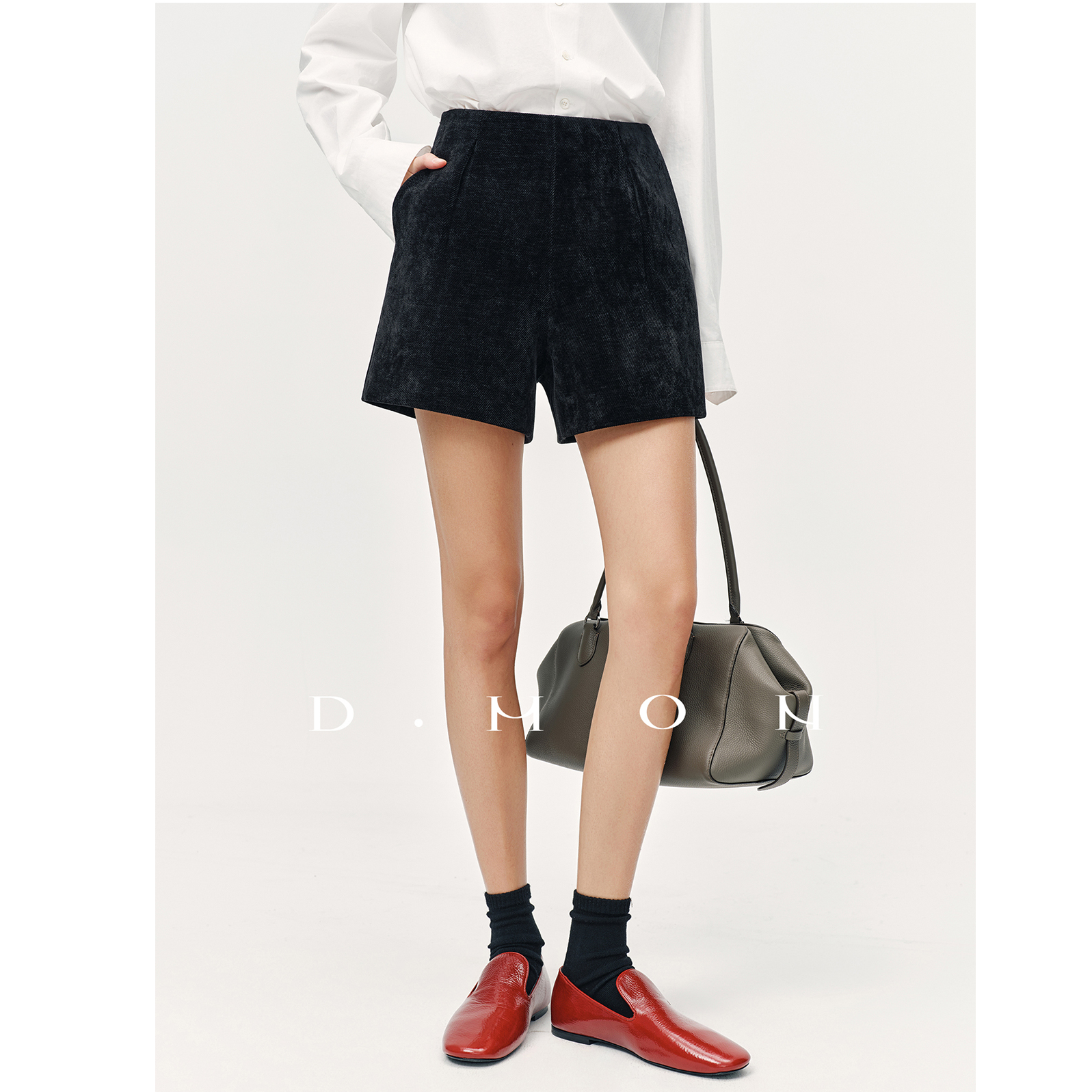 DMON韩国进口面料_复古M1u风精致优雅花苞短裤
