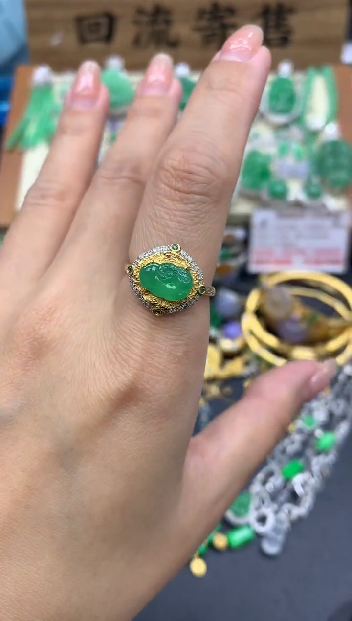 【闪购商品】翡翠戒指18K金镶嵌421-中国好珍宝